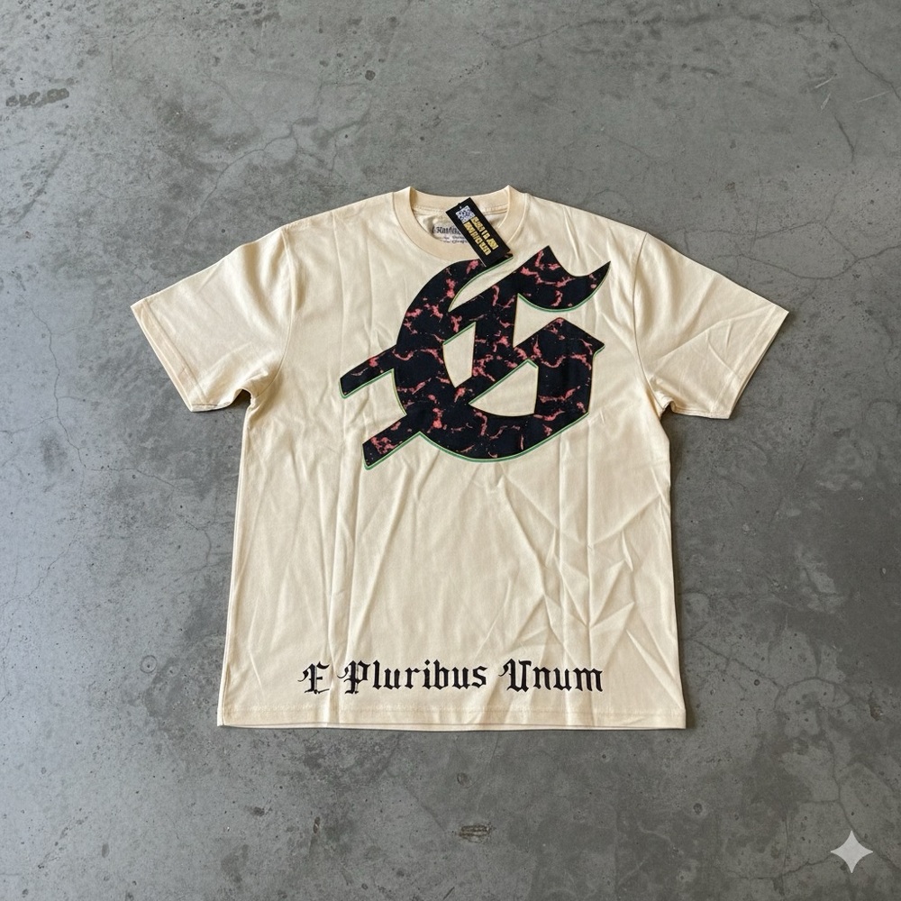 Beige Graphic Tee with Bold Design